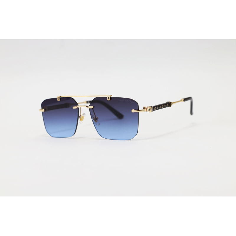 Louis Vuitton - 3152 - Golden Blue Gradient - Metal - Double Bridge - Rectangle - Rimless - Sunglasses