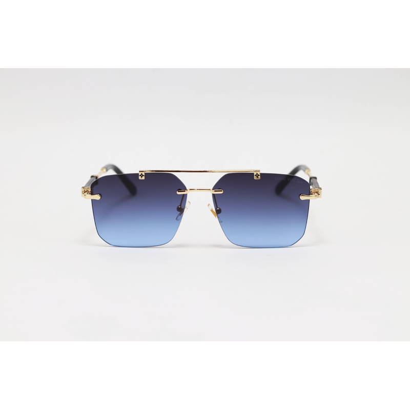Louis Vuitton - 3152 - Golden Blue Gradient - Metal - Double Bridge - Rectangle - Rimless - Sunglasses - Image 2